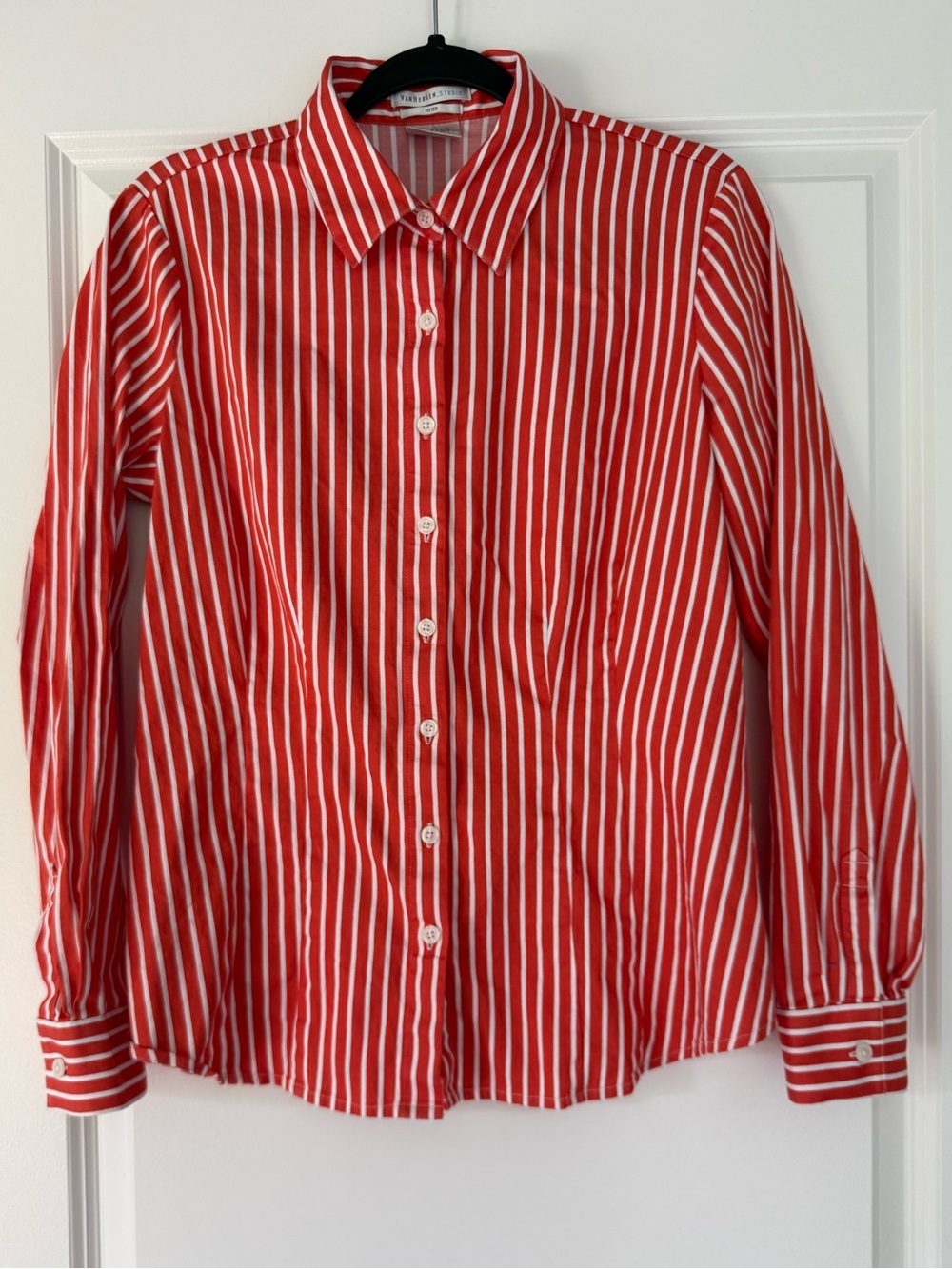 Van Heusen Red and White Striped Men's Dress Shirt